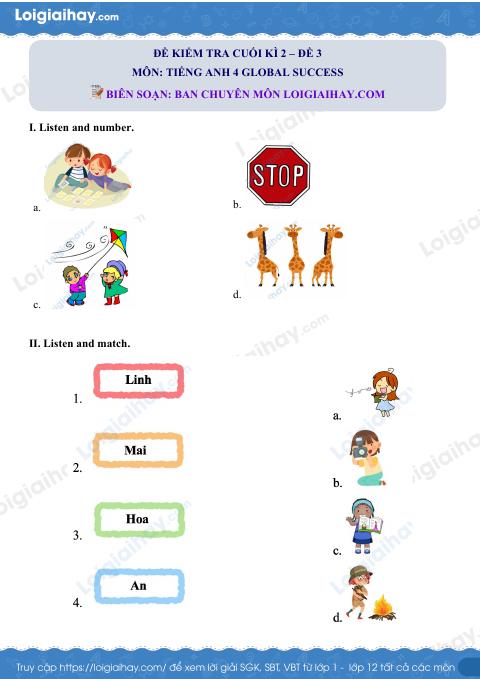 Đề thi học kì 2 Tiếng Anh 4 Global Success - Đề số 3
